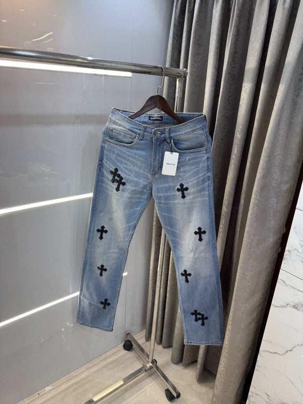Chrome Hearts Sky Blue Patch Logo Denim ā Embroidered Classic Edition
