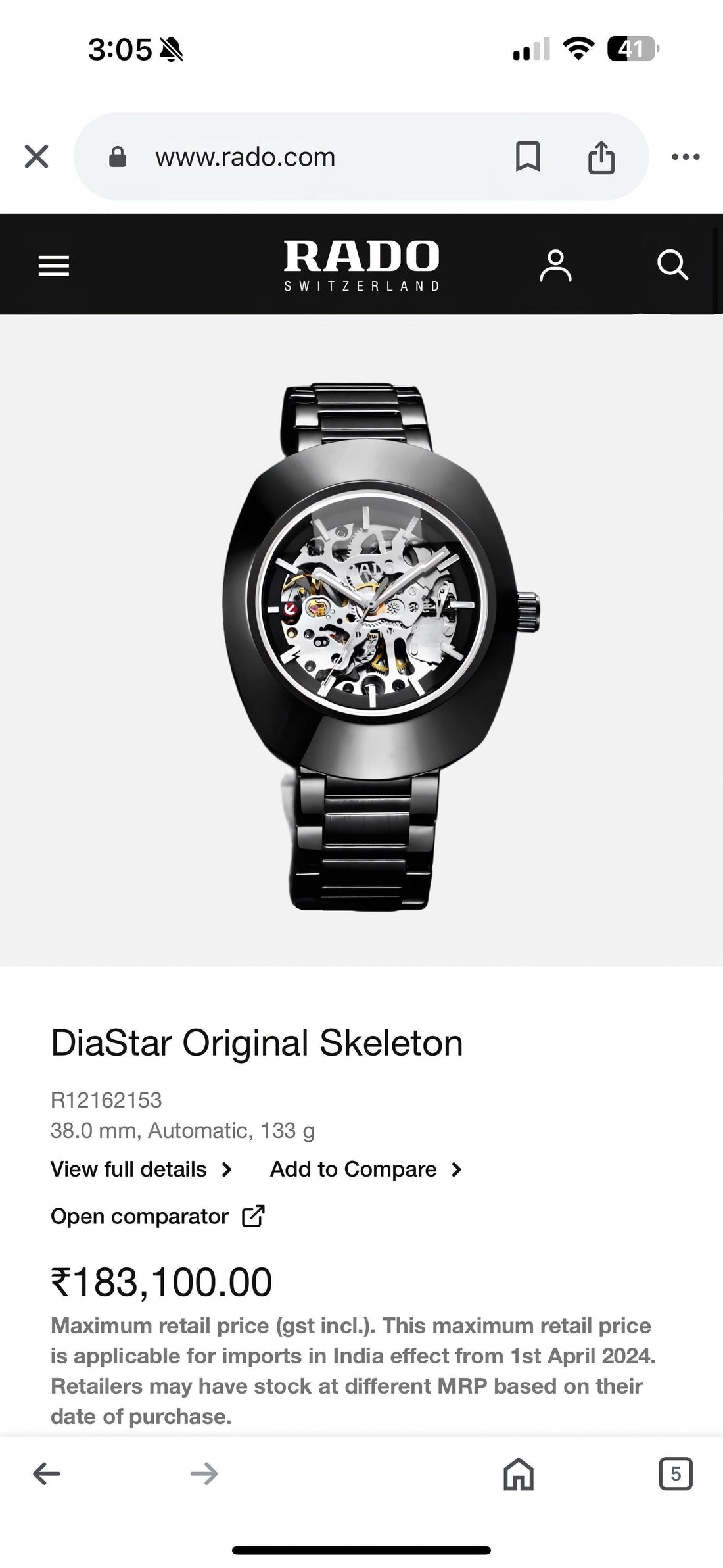 Rado Diastar Original Skeleton
