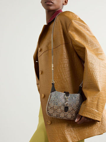 JACKIE NOTTE TRIMMED CRYSTAL EMBELLISHED SMALL SHOULDER BAG