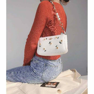 COACH NOLITA FLORAL SHOULDER WITH DETACHABLE PEARL BAG