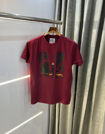 Calvin Klein Maroon Logo Print Premium T-Shirt