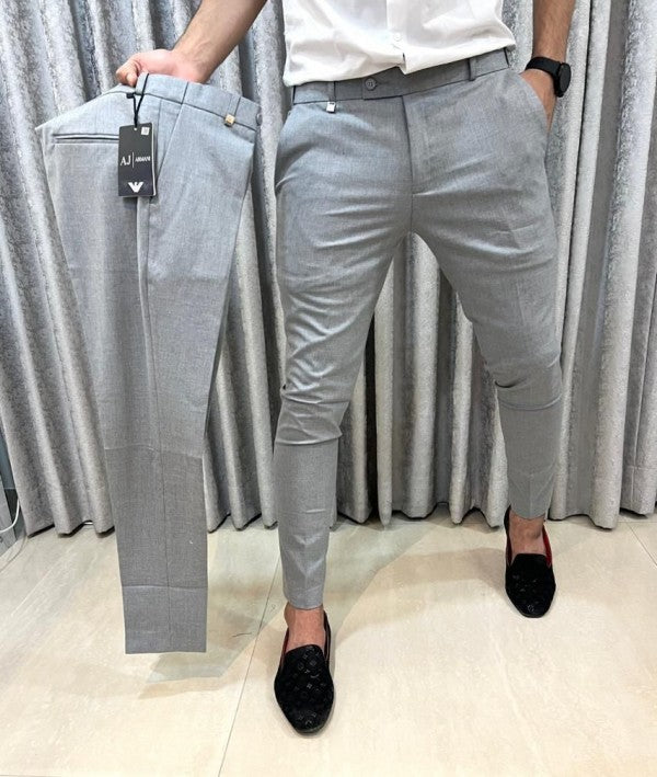 Armani Belt Stretch Grey Imported Premium Trouser