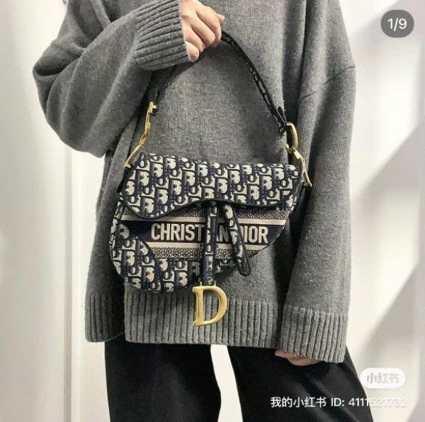 Dior Saddle Bag Oblique Embroidery With OG Box & Dust Bag