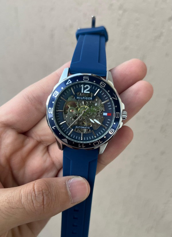 Tommy Hilfiger All Blue Automatic Open Machinery Premium Watch