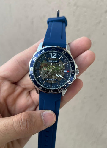 Tommy Hilfiger All Blue Automatic Open Machinery Premium Watch