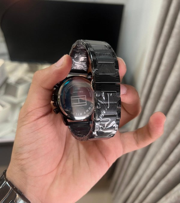 Tommy hilfiger black with green dial premium chronograph Watch