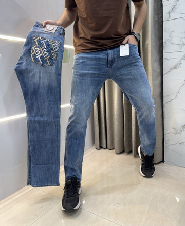 Burberry Sky Blue Pocket Embroidery Denim