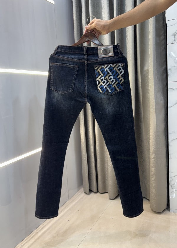 Burberry Dark Blue Pocket Embroidery Denim