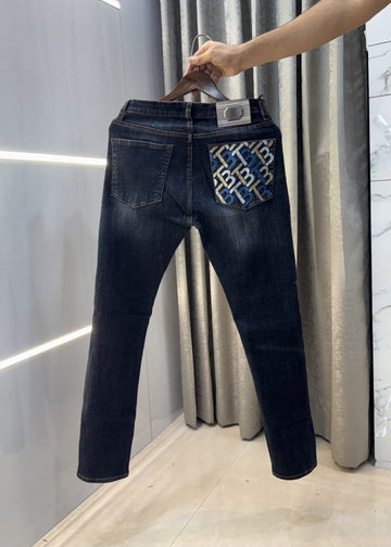 Burberry Dark Blue Pocket Embroidery Denim