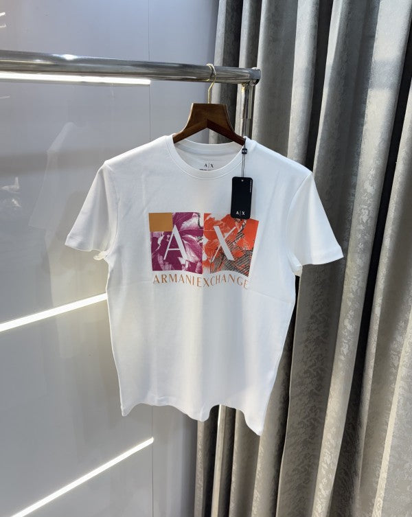 Armani Exchange White Logo Print T-Shirt