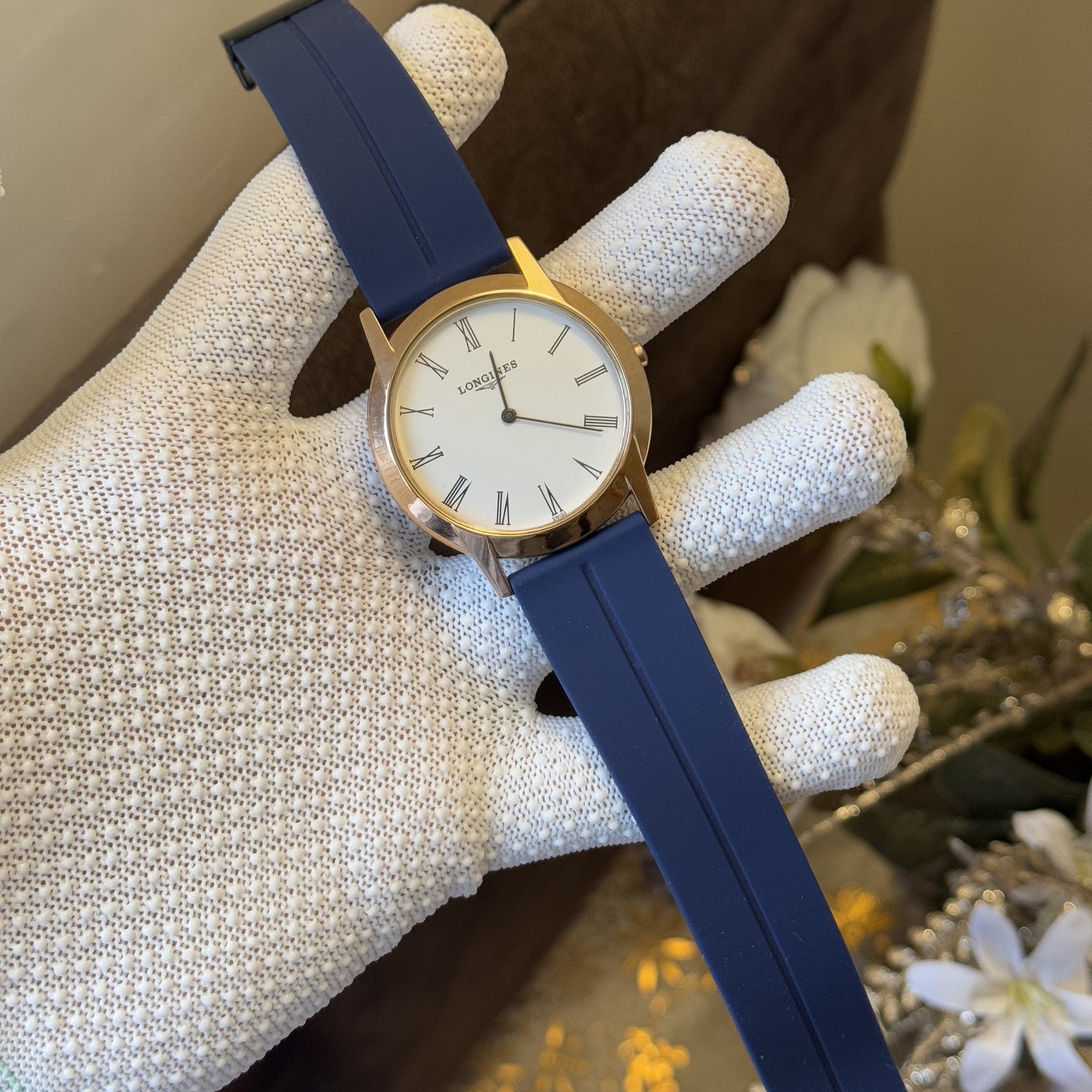 Longine s Slim Silicon Blue Quartz Watch