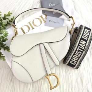 Dior Saddle Premium Leather White With OG Box
