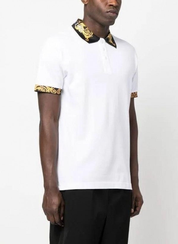Versace Couture White Collar Logo Imported Polo T-Shirt