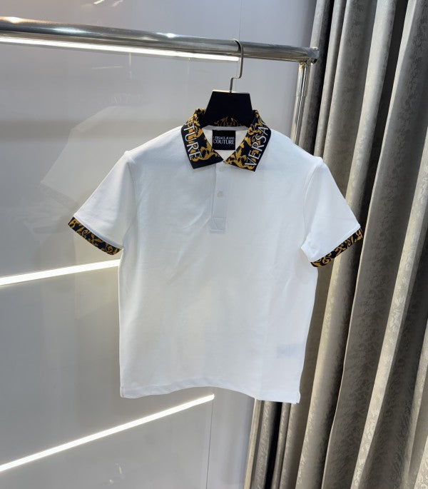 Versace Couture White Collar Logo Imported Polo T-Shirt