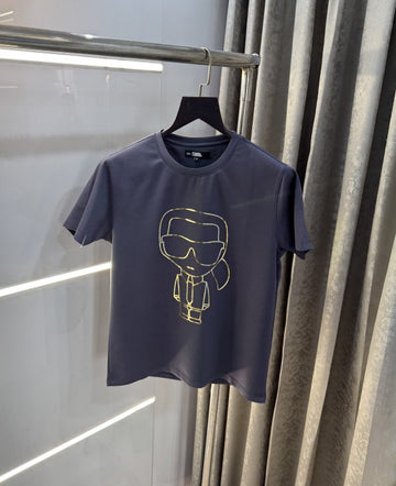 Karl Lagerfeld Black Logo Print Imported T-Shirt