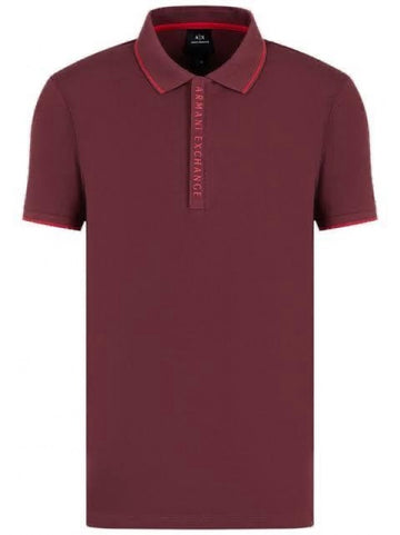 Armani Exchange Maroon Zip Premium Polo T-Shirt