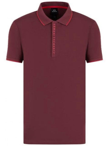 Armani Exchange Maroon Zip Premium Polo T-Shirt