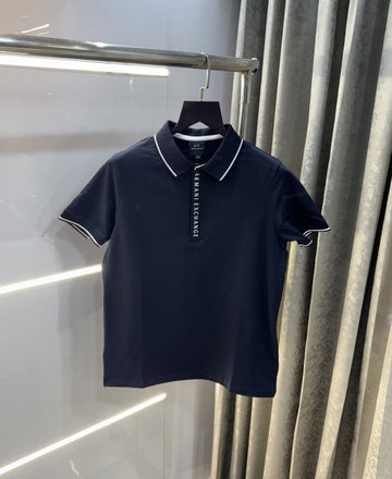 Armani Exchange Navy Blue Zip Premium Polo T-Shirt