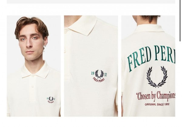 Fredperry White Embroidery Logo Premium Polo T-Shirt