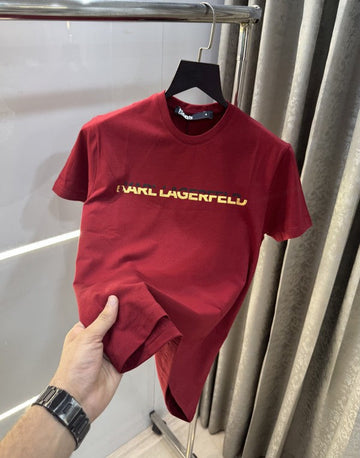 Karl Lagerfeld Maroon Logo Print Imported T-Shirt