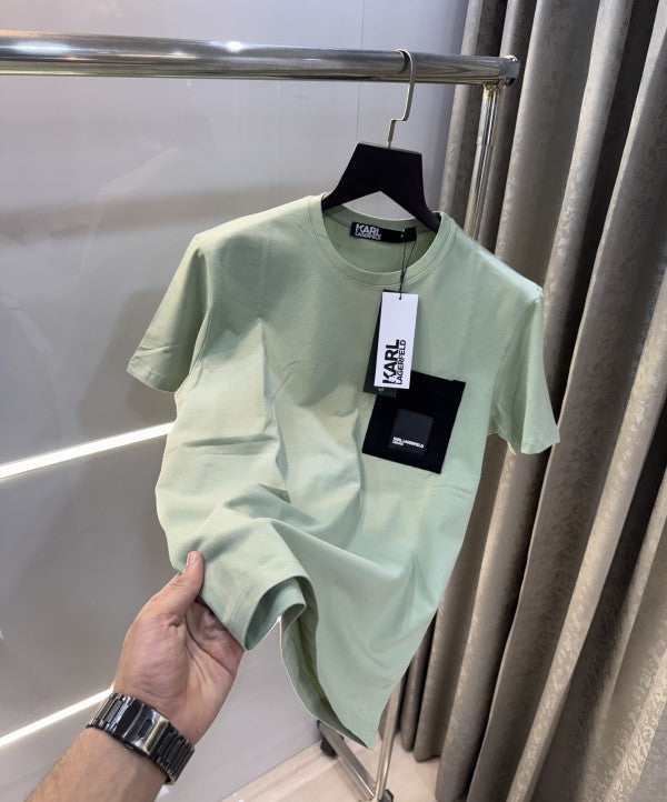 Karl Lagerfeld Aqua Green Logo Print Imported T-Shirt