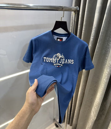 Tommy Hilfiger Petrol Blue Embroidery Logo Premium T-Shirt