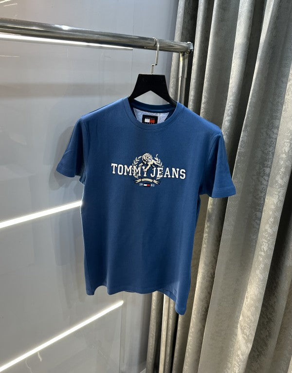 Tommy Hilfiger Petrol Blue Embroidery Logo Premium T-Shirt
