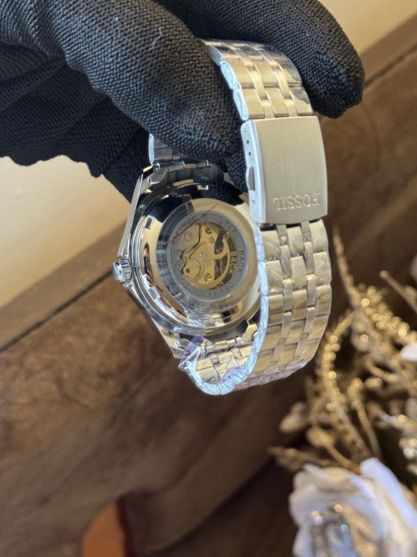 Fossil Automatic Silver-Black Metal Premium Watch
