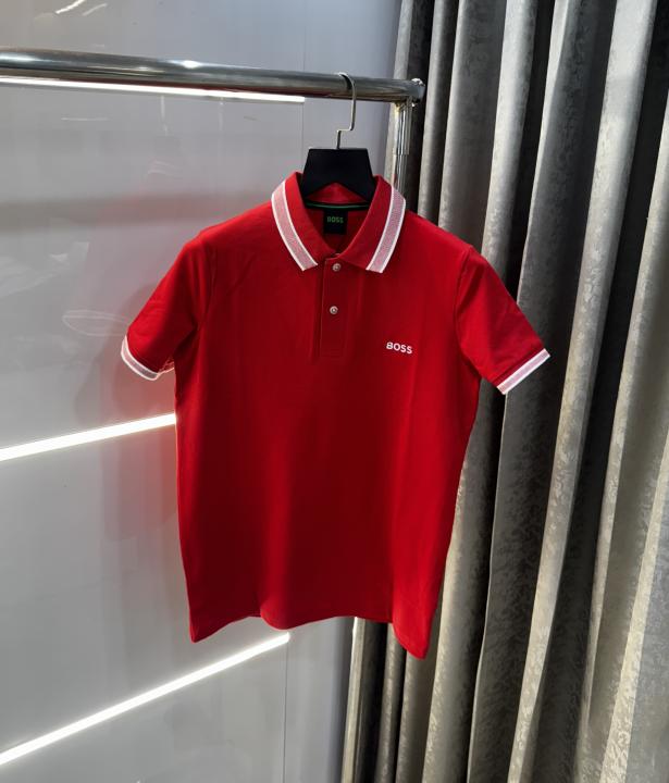 Hugo Boss Red Collar Look Premium Polo T-Shirt