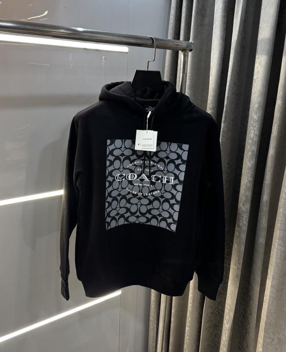 Coach Black Monogram Printed Imported Hoodie