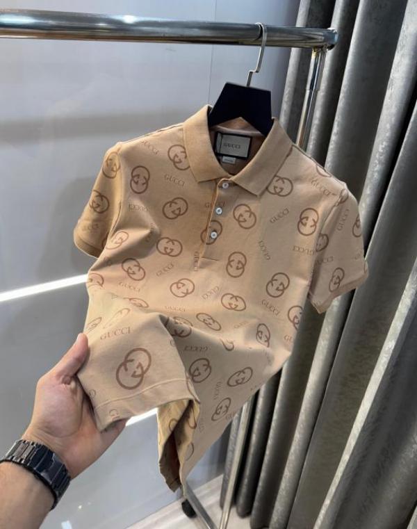 Gucci Beige All Over Print Luxury Polo T-Shirt