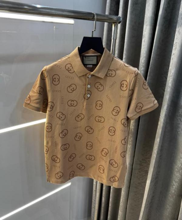 Gucci Beige All Over Print Luxury Polo T-Shirt