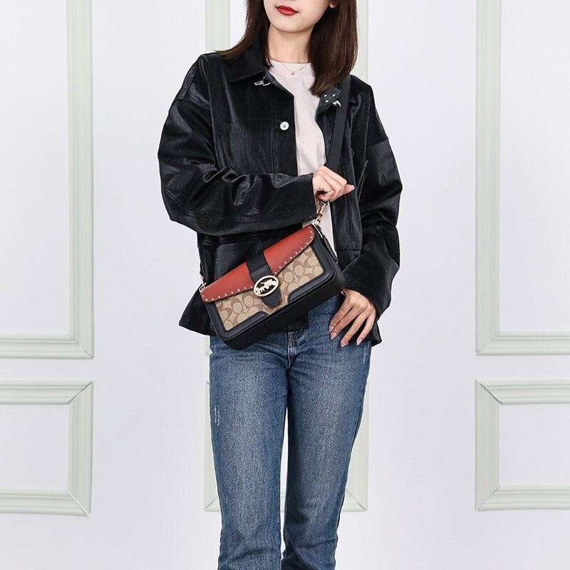 Coach Georgie Shoulder Bag In Colorblock Signature WIth OG Box & Dust Bag - LABLEWHORE.COM