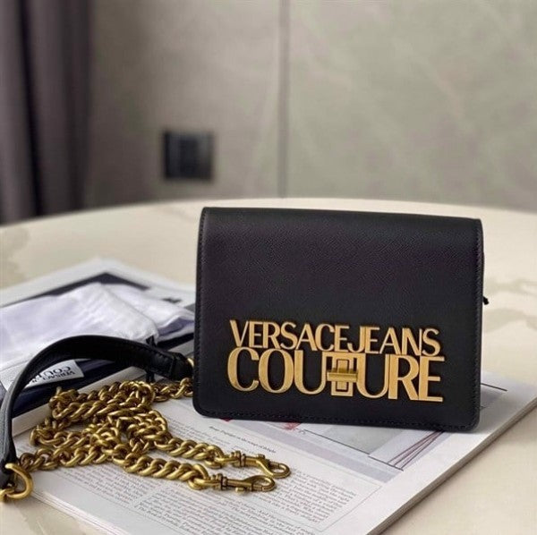 Versace Jeans Couture Saffiano Lock Crossbody Bag With OG Gift Box & Dust Bag - LABLEWHORE.COM