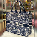 Dior Tiger Book Tote Oblique Embroidery With OG Box & Dust Bag & Scarf - LABLEWHORE.COM