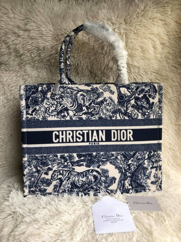 Dior Tiger Book Tote Oblique Embroidery With OG Box & Dust Bag & Scarf - LABLEWHORE.COM