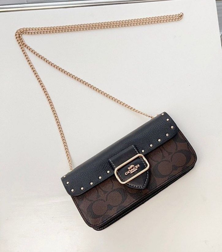 COACH MORGAN SIGNATURE COLOR BLOCK CHAIN CROSSBODY SLING - LABLEWHORE.COM