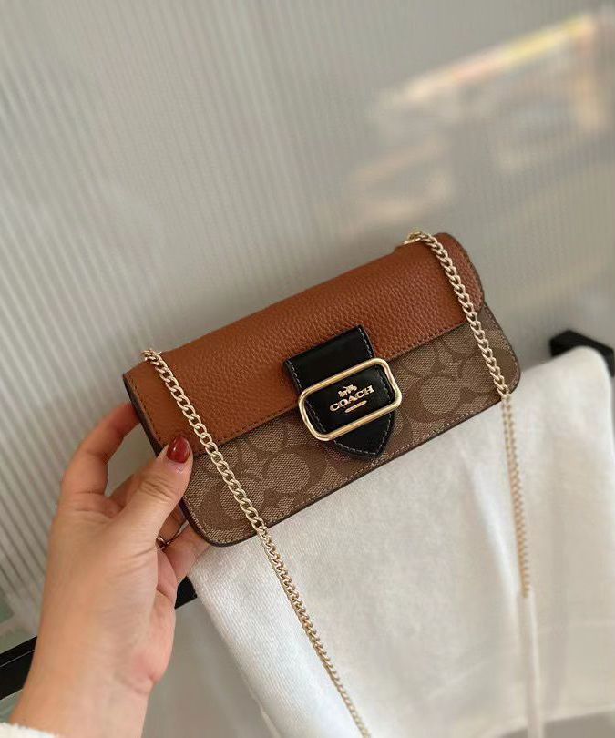 COACH MORGAN SIGNATURE COLOR BLOCK CHAIN CROSSBODY SLING - LABLEWHORE.COM