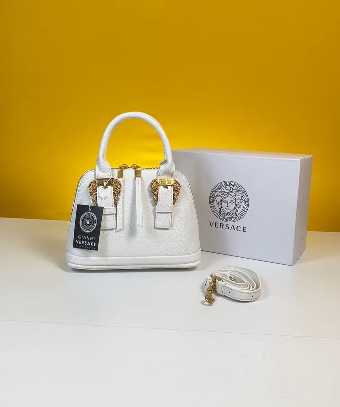 Versace Jeans Couture Baroque Buckle Bag With OG Box & Dust Bag - LABLEWHORE.COM