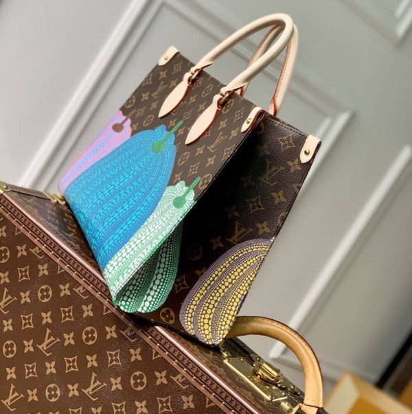 Louis Vuitton LV x YK On The Go M46466 Pumpkin Print Handbags With Dust Bag - LABLEWHORE.COM