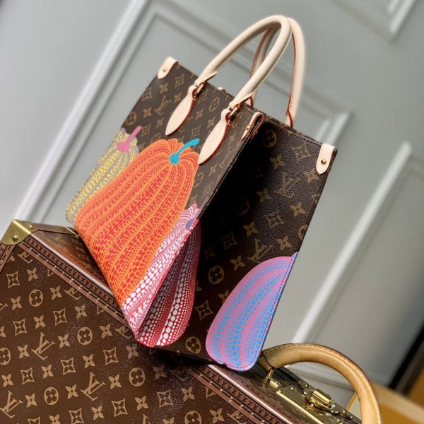 Louis Vuitton LV x YK On The Go M46466 Pumpkin Print Handbags With Dust Bag - LABLEWHORE.COM