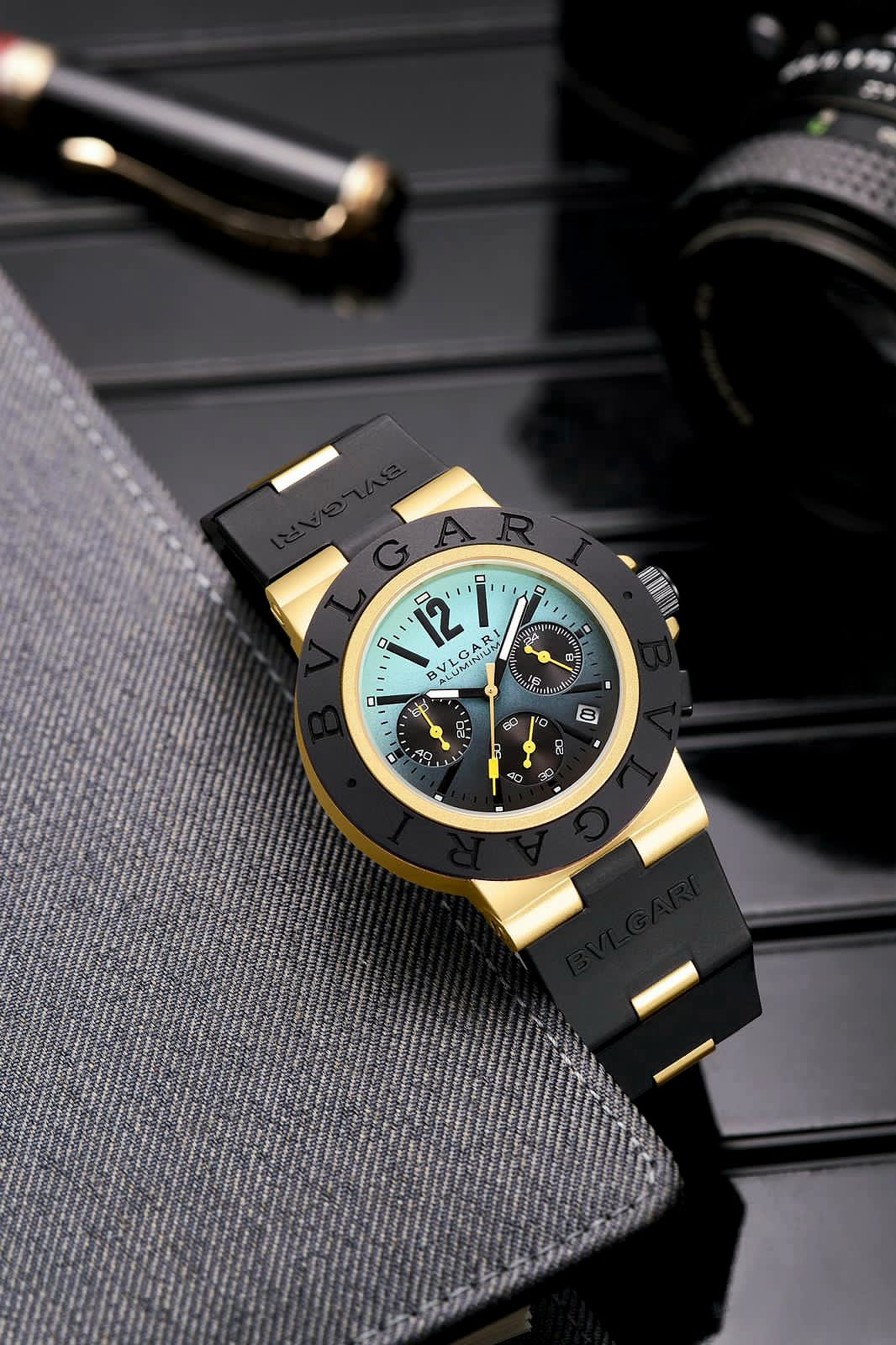 Bvlgari Aluminium Now in Black & Gold Watch