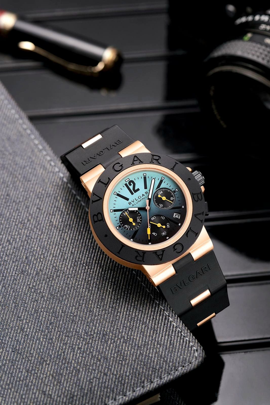 Bvlgari Aluminium Now in Black & Gold Watch