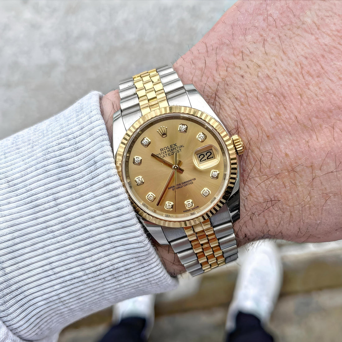 Rolex DateJust Gold Silver with diamond face