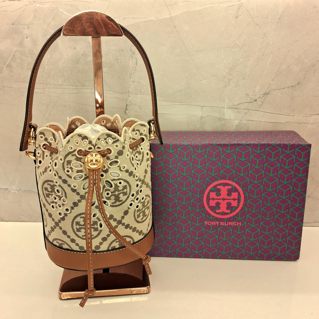Tory Burch T Monogram Jacquard Mini Bucket Bag