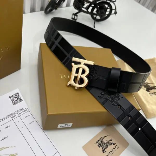 Burberry Leather Embossed Self Signature Belts