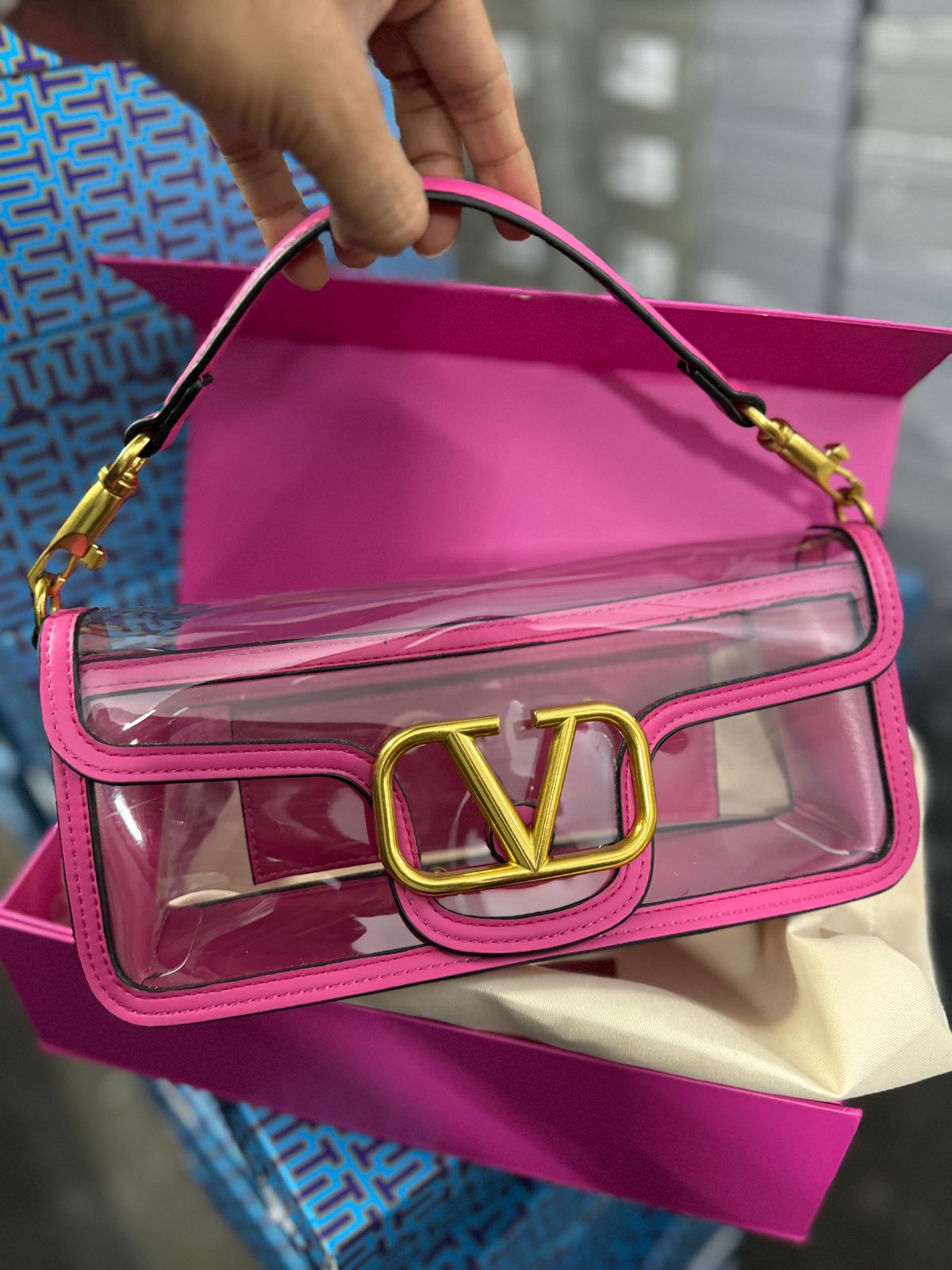 VALENTINO V LOGO TRANSPARENT BAG