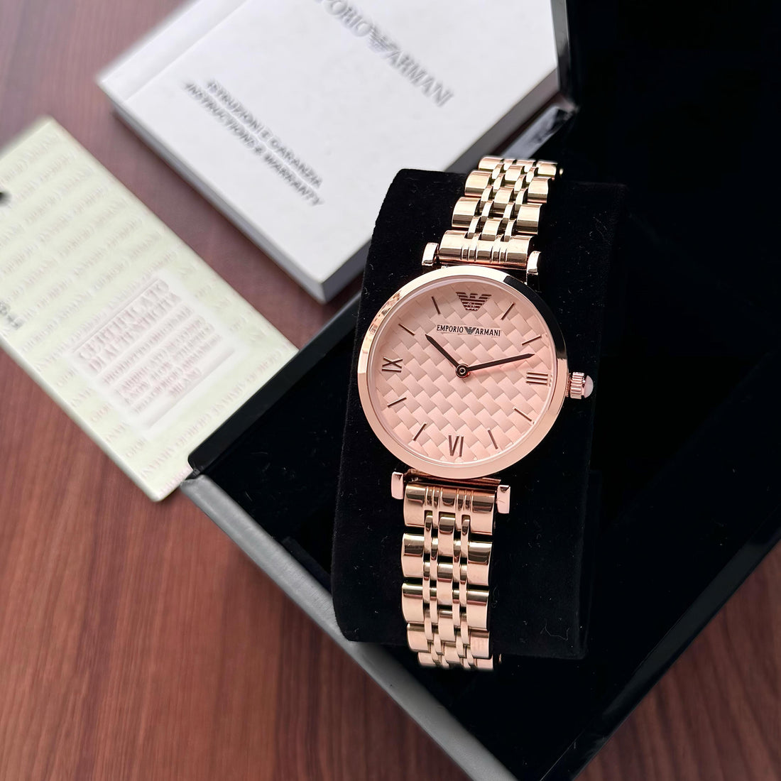 All New Emporio Armani Women's Rose Gold in 3D looking