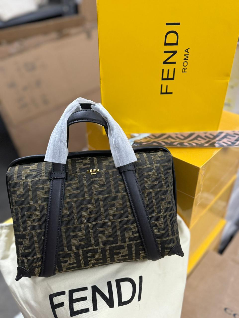 FENDI MEDIUM BOSTON 365 FF JACQUARD HANDBAG