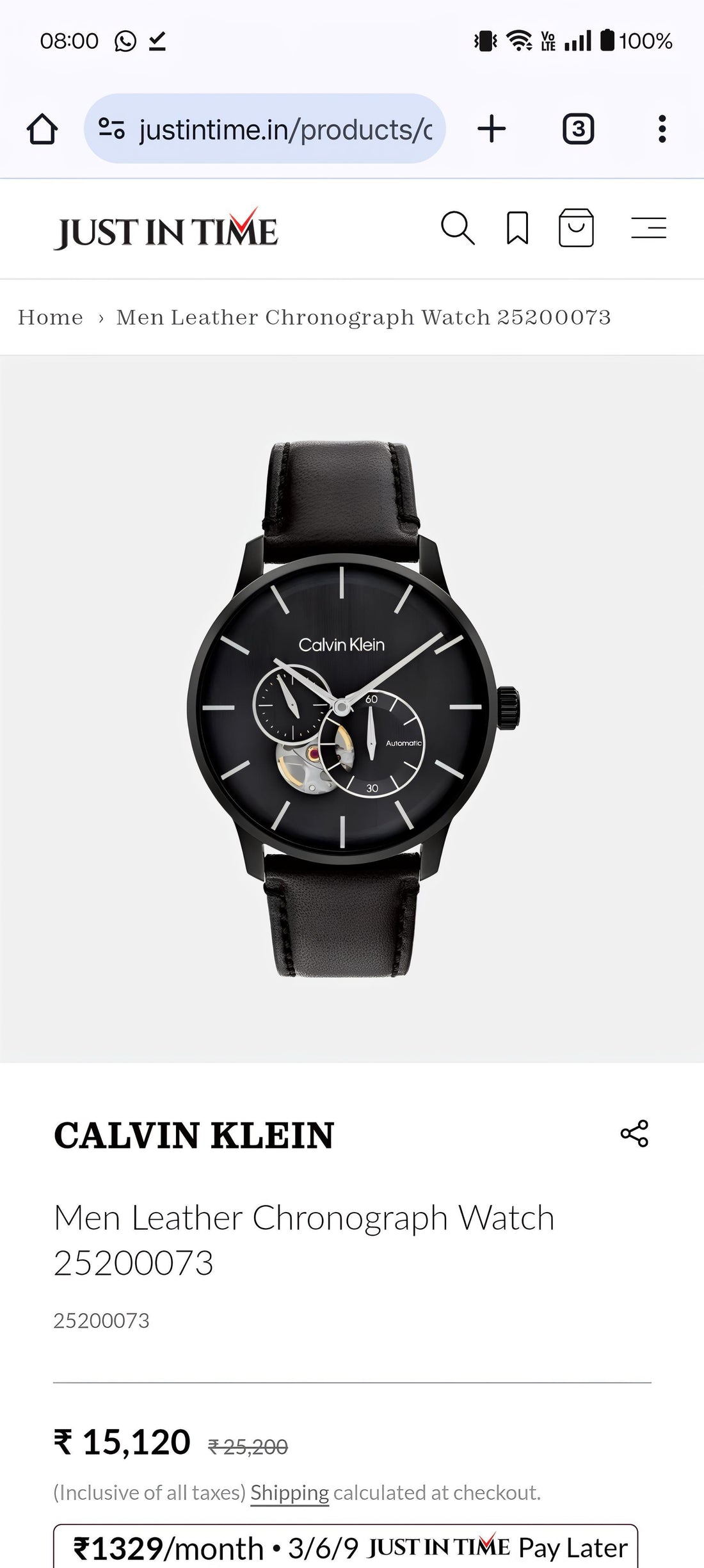 Calvin Klein Men's Z-Black on wrist Teaser